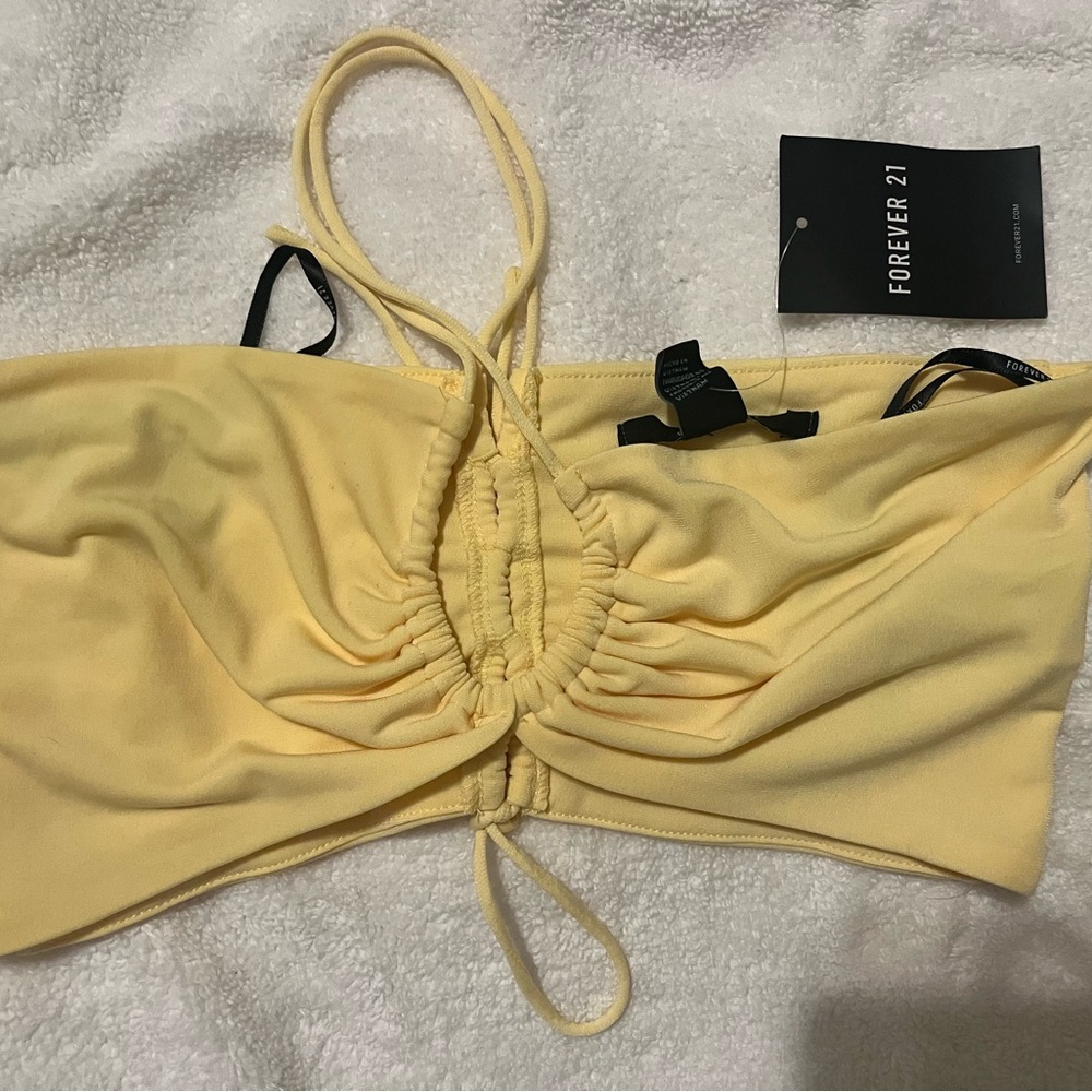 Forever 21 Light Yellow Ruched Camisole